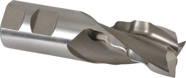 Weldon - 1-1/4" Diam, 2" LOC, 3 Flute High Speed Steel Roughing & Finishing Square End Mill - Uncoated, 4-1/2" OAL, 1-1/4" Shank Diam, Weldon Shank, 30° Helix, Centercutting - Eagle Tool & Supply
