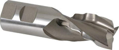 Weldon - 1-1/4" Diam, 2" LOC, 3 Flute High Speed Steel Roughing & Finishing Square End Mill - Uncoated, 4-1/2" OAL, 1-1/4" Shank Diam, Weldon Shank, 30° Helix, Centercutting - Eagle Tool & Supply