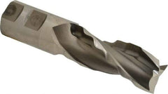 Made in USA - 1-1/4" Diam, 3" LOC, 3 Flute High Speed Steel Roughing & Finishing Square End Mill - Uncoated, 5-1/2" OAL, 1-1/4" Shank Diam, Weldon Shank, 30° Helix, Centercutting - Eagle Tool & Supply