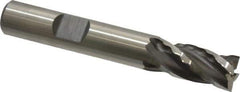Weldon - 3/8" Diam, 3/4" LOC, 4 Flute High Speed Steel Roughing & Finishing Square End Mill - Uncoated, 2-1/2" OAL, 3/8" Shank Diam, Weldon Shank, 30° Helix, Non-Centercutting - Eagle Tool & Supply