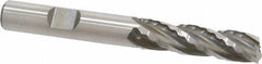 Weldon - 3/8" Diam, 1-3/8" LOC, 4 Flute High Speed Steel Roughing & Finishing Square End Mill - Uncoated, 3-1/8" OAL, 3/8" Shank Diam, Weldon Shank, 30° Helix, Non-Centercutting - Eagle Tool & Supply
