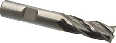 Weldon - 1/2" Diam, 1-1/4" LOC, 4 Flute High Speed Steel Roughing & Finishing Square End Mill - Uncoated, 3-1/4" OAL, 1/2" Shank Diam, Weldon Shank, 30° Helix, Non-Centercutting - Eagle Tool & Supply