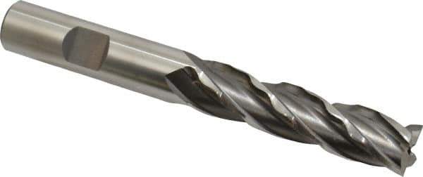 Weldon - 1/2" Diam, 2" LOC, 4 Flute High Speed Steel Roughing & Finishing Square End Mill - Uncoated, 4" OAL, 1/2" Shank Diam, Weldon Shank, 30° Helix, Non-Centercutting - Eagle Tool & Supply