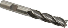 Weldon - 1/2" Diam, 2" LOC, 4 Flute High Speed Steel Roughing & Finishing Square End Mill - Uncoated, 4" OAL, 1/2" Shank Diam, Weldon Shank, 30° Helix, Non-Centercutting - Eagle Tool & Supply