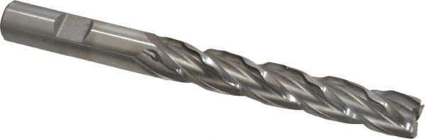 Weldon - 1/2" Diam, 3" LOC, 4 Flute High Speed Steel Roughing & Finishing Square End Mill - Uncoated, 5" OAL, 1/2" Shank Diam, Weldon Shank, 30° Helix, Non-Centercutting - Eagle Tool & Supply