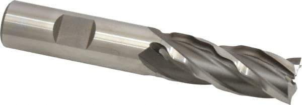 Weldon - 5/8" Diam, 1-5/8" LOC, 4 Flute High Speed Steel Roughing & Finishing Square End Mill - Uncoated, 3-3/4" OAL, 5/8" Shank Diam, Weldon Shank, 30° Helix, Non-Centercutting - Eagle Tool & Supply