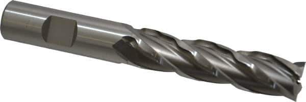 Weldon - 5/8" Diam, 2-1/2" LOC, 4 Flute High Speed Steel Roughing & Finishing Square End Mill - Uncoated, 4-5/8" OAL, 5/8" Shank Diam, Weldon Shank, 30° Helix, Non-Centercutting - Eagle Tool & Supply