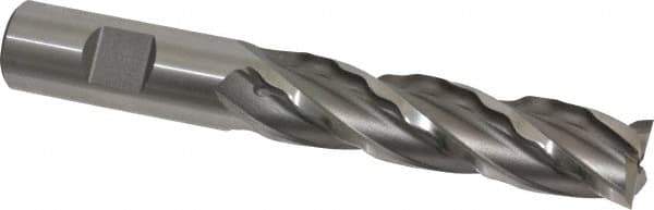 Weldon - 3/4" Diam, 3" LOC, 4 Flute High Speed Steel Roughing & Finishing Square End Mill - Uncoated, 5-1/4" OAL, 3/4" Shank Diam, Weldon Shank, 30° Helix, Non-Centercutting - Eagle Tool & Supply