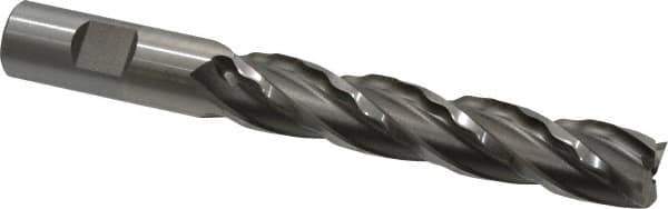 Weldon - 3/4" Diam, 4" LOC, 4 Flute High Speed Steel Roughing & Finishing Square End Mill - Uncoated, 6-1/4" OAL, 3/4" Shank Diam, Weldon Shank, 30° Helix, Non-Centercutting - Eagle Tool & Supply