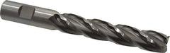 Weldon - 3/4" Diam, 4" LOC, 4 Flute High Speed Steel Roughing & Finishing Square End Mill - Uncoated, 6-1/4" OAL, 3/4" Shank Diam, Weldon Shank, 30° Helix, Non-Centercutting - Eagle Tool & Supply