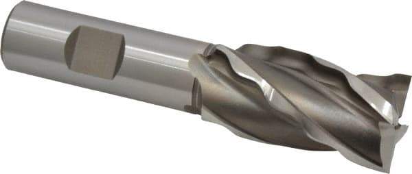Weldon - 1" Diam, 1-7/8" LOC, 4 Flute High Speed Steel Roughing & Finishing Square End Mill - Uncoated, 4-1/8" OAL, 3/4" Shank Diam, Weldon Shank, 30° Helix, Non-Centercutting - Eagle Tool & Supply
