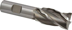 Weldon - 1" Diam, 1-7/8" LOC, 4 Flute High Speed Steel Roughing & Finishing Square End Mill - Uncoated, 4-1/8" OAL, 3/4" Shank Diam, Weldon Shank, 30° Helix, Non-Centercutting - Eagle Tool & Supply