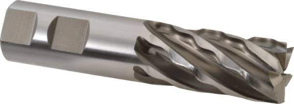 Weldon - 1" Diam, 2" LOC, 6 Flute High Speed Steel Roughing & Finishing Square End Mill - Uncoated, 4-1/2" OAL, 1" Shank Diam, Weldon Shank, 30° Helix, Non-Centercutting - Eagle Tool & Supply