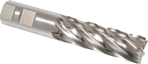 Weldon - 1" Diam, 3" LOC, 6 Flute High Speed Steel Roughing & Finishing Square End Mill - Uncoated, 5-1/2" OAL, 1" Shank Diam, Weldon Shank, 30° Helix, Non-Centercutting - Eagle Tool & Supply