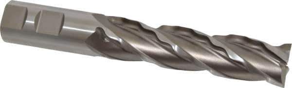 Made in USA - 1" Diam, 4" LOC, 4 Flute High Speed Steel Roughing & Finishing Square End Mill - Uncoated, 6-1/2" OAL, 1" Shank Diam, Weldon Shank, 30° Helix, Non-Centercutting - Eagle Tool & Supply