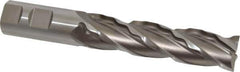 Made in USA - 1" Diam, 4" LOC, 4 Flute High Speed Steel Roughing & Finishing Square End Mill - Uncoated, 6-1/2" OAL, 1" Shank Diam, Weldon Shank, 30° Helix, Non-Centercutting - Eagle Tool & Supply