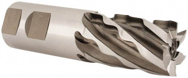 Weldon - 1-1/4" Diam, 2" LOC, 6 Flute High Speed Steel Roughing & Finishing Square End Mill - Uncoated, 4-1/2" OAL, 1-1/4" Shank Diam, Weldon Shank, 30° Helix, Non-Centercutting - Eagle Tool & Supply