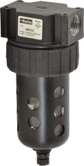 Parker - 1/2" Port, 6.22" High x 2.81" Wide Intermediate Filter with Polycarbonate Bowl, Manual Drain - 85 SCFM, 150 Max psi, 125°F Max Temp, Modular Connection, Bowl Guard, 4.4 oz Bowl Capacity - Eagle Tool & Supply