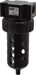 Parker - 3/4" Port, 7.67" High x 3.24" Wide Standard Filter with Polycarbonate Bowl, Manual Drain - 145 SCFM, 150 Max psi, 125°F Max Temp, Modular Connection, Bowl Guard, 7.2 oz Bowl Capacity - Eagle Tool & Supply