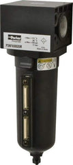 Parker - 1" Port, 10.95" High x 3.62" Wide Heavy Duty Filter with Metal Bowl, Manual Drain - 300 SCFM, 250 Max psi, 175°F Max Temp, Sight Glass Included, Modular Connection, 18 oz Bowl Capacity - Eagle Tool & Supply