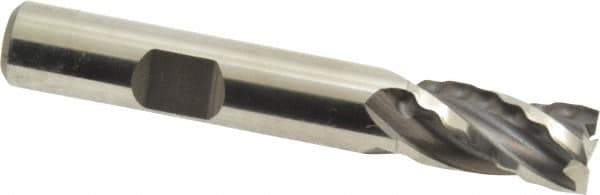 Weldon - 3/8" Diam, 3/4" LOC, 4 Flute High Speed Steel Roughing & Finishing Square End Mill - Uncoated, 2-1/2" OAL, 3/8" Shank Diam, Weldon Shank, 30° Helix, Centercutting, Regular Length - Eagle Tool & Supply