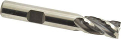 Weldon - 3/8" Diam, 3/4" LOC, 4 Flute High Speed Steel Roughing & Finishing Square End Mill - Uncoated, 2-1/2" OAL, 3/8" Shank Diam, Weldon Shank, 30° Helix, Centercutting, Regular Length - Eagle Tool & Supply