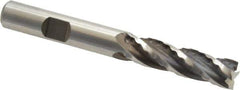 Weldon - 3/8" Diam, 1-3/8" LOC, 4 Flute High Speed Steel Roughing & Finishing Square End Mill - Uncoated, 3-1/8" OAL, 3/8" Shank Diam, Weldon Shank, 30° Helix, Centercutting, Regular Length - Eagle Tool & Supply