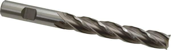 Weldon - 1/2" Diam, 3" LOC, 4 Flute High Speed Steel Roughing & Finishing Square End Mill - Uncoated, 5" OAL, 1/2" Shank Diam, Weldon Shank, 30° Helix, Centercutting, Regular Length - Eagle Tool & Supply