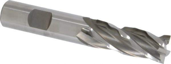 Weldon - 5/8" Diam, 1-5/8" LOC, 4 Flute High Speed Steel Roughing & Finishing Square End Mill - Uncoated, 3-3/4" OAL, 5/8" Shank Diam, Weldon Shank, 30° Helix, Centercutting, Regular Length - Eagle Tool & Supply
