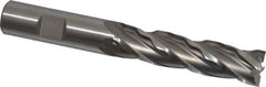 Weldon - 5/8" Diam, 2-1/2" LOC, 4 Flute High Speed Steel Roughing & Finishing Square End Mill - Uncoated, 4-5/8" OAL, 5/8" Shank Diam, Weldon Shank, 30° Helix, Centercutting, Regular Length - Eagle Tool & Supply