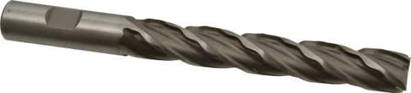 Weldon - 5/8" Diam, 4" LOC, 4 Flute High Speed Steel Roughing & Finishing Square End Mill - Uncoated, 6-1/8" OAL, 5/8" Shank Diam, Weldon Shank, 30° Helix, Centercutting, Regular Length - Eagle Tool & Supply