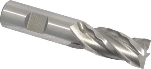 Weldon - 3/4" Diam, 1-5/8" LOC, 4 Flute High Speed Steel Roughing & Finishing Square End Mill - Uncoated, 3-7/8" OAL, 3/4" Shank Diam, Weldon Shank, 30° Helix, Centercutting, Regular Length - Eagle Tool & Supply