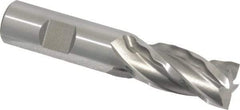 Weldon - 3/4" Diam, 1-5/8" LOC, 4 Flute High Speed Steel Roughing & Finishing Square End Mill - Uncoated, 3-7/8" OAL, 3/4" Shank Diam, Weldon Shank, 30° Helix, Centercutting, Regular Length - Eagle Tool & Supply