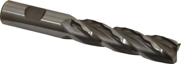 Weldon - 3/4" Diam, 3" LOC, 4 Flute High Speed Steel Roughing & Finishing Square End Mill - Uncoated, 5-1/4" OAL, 3/4" Shank Diam, Weldon Shank, 30° Helix, Centercutting, Regular Length - Eagle Tool & Supply