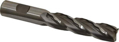 Weldon - 3/4" Diam, 3" LOC, 4 Flute High Speed Steel Roughing & Finishing Square End Mill - Uncoated, 5-1/4" OAL, 3/4" Shank Diam, Weldon Shank, 30° Helix, Centercutting, Regular Length - Eagle Tool & Supply