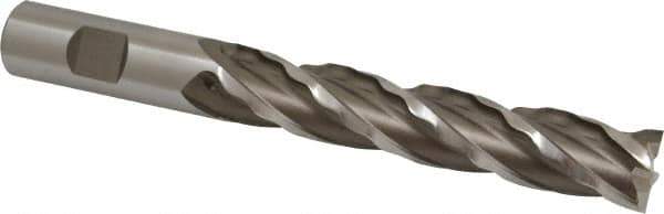 Weldon - 3/4" Diam, 4" LOC, 4 Flute High Speed Steel Roughing & Finishing Square End Mill - Uncoated, 6-1/4" OAL, 3/4" Shank Diam, Weldon Shank, 30° Helix, Centercutting, Regular Length - Eagle Tool & Supply