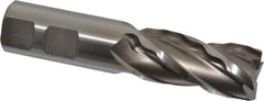 Weldon - 7/8" Diam, 1-7/8" LOC, 4 Flute High Speed Steel Roughing & Finishing Square End Mill - Uncoated, 4-1/8" OAL, 7/8" Shank Diam, Weldon Shank, 30° Helix, Centercutting, Regular Length - Eagle Tool & Supply