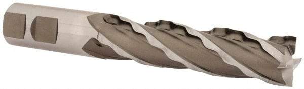 Weldon - 7/8" Diam, 3-1/2" LOC, 4 Flute High Speed Steel Roughing & Finishing Square End Mill - Uncoated, 5-3/4" OAL, 7/8" Shank Diam, Weldon Shank, 30° Helix, Centercutting, Regular Length - Eagle Tool & Supply