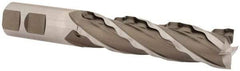 Weldon - 7/8" Diam, 3-1/2" LOC, 4 Flute High Speed Steel Roughing & Finishing Square End Mill - Uncoated, 5-3/4" OAL, 7/8" Shank Diam, Weldon Shank, 30° Helix, Centercutting, Regular Length - Eagle Tool & Supply
