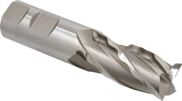 Weldon - 1" Diam, 2" LOC, 4 Flute High Speed Steel Roughing & Finishing Square End Mill - Uncoated, 4-1/2" OAL, 1" Shank Diam, Weldon Shank, 30° Helix, Centercutting, Regular Length - Eagle Tool & Supply