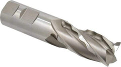 Weldon - 1" Diam, 2" LOC, 4 Flute High Speed Steel Roughing & Finishing Square End Mill - Uncoated, 4-1/2" OAL, 1" Shank Diam, Weldon Shank, 30° Helix, Centercutting, Regular Length - Eagle Tool & Supply