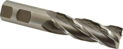 Weldon - 1" Diam, 3" LOC, 4 Flute High Speed Steel Roughing & Finishing Square End Mill - Uncoated, 5-1/2" OAL, 1" Shank Diam, Weldon Shank, 30° Helix, Centercutting, Regular Length - Eagle Tool & Supply