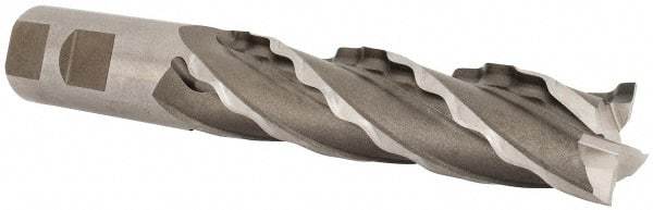 Weldon - 1" Diam, 4" LOC, 4 Flute High Speed Steel Roughing & Finishing Square End Mill - Uncoated, 6-1/2" OAL, 1" Shank Diam, Weldon Shank, 30° Helix, Centercutting, Regular Length - Eagle Tool & Supply
