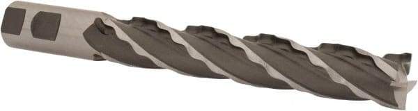 Weldon - 1" Diam, 6" LOC, 4 Flute High Speed Steel Roughing & Finishing Square End Mill - Uncoated, 8-1/2" OAL, 1" Shank Diam, Weldon Shank, 30° Helix, Centercutting, Regular Length - Eagle Tool & Supply