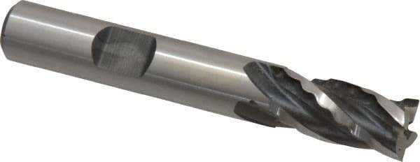 Weldon - 3/8" Diam, 3/4" LOC, 4 Flute Cobalt Roughing & Finishing Square End Mill - Uncoated, 2-1/2" OAL, 3/8" Shank Diam, Weldon Shank, 30° Helix, Non-Centercutting - Eagle Tool & Supply
