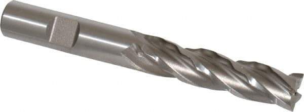 Weldon - 1/2" Diam, 2" LOC, 4 Flute Cobalt Roughing & Finishing Square End Mill - Uncoated, 4" OAL, 1/2" Shank Diam, Weldon Shank, 30° Helix, Non-Centercutting - Eagle Tool & Supply