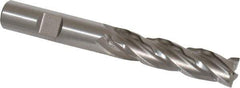 Weldon - 1/2" Diam, 2" LOC, 4 Flute Cobalt Roughing & Finishing Square End Mill - Uncoated, 4" OAL, 1/2" Shank Diam, Weldon Shank, 30° Helix, Non-Centercutting - Eagle Tool & Supply