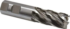 Weldon - 1" Diam, 2" LOC, 6 Flute Cobalt Roughing & Finishing Square End Mill - Uncoated, 4-1/2" OAL, 1" Shank Diam, Weldon Shank, 30° Helix, Non-Centercutting - Eagle Tool & Supply