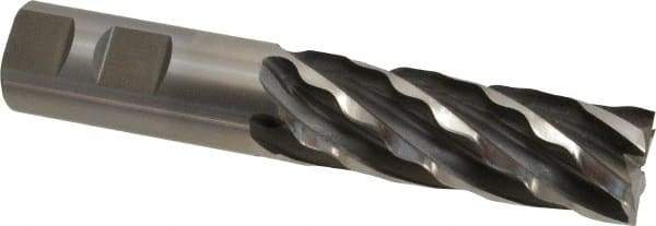 Weldon - 1" Diam, 3" LOC, 6 Flute Cobalt Roughing & Finishing Square End Mill - Uncoated, 5-1/2" OAL, 1" Shank Diam, Weldon Shank, 30° Helix, Non-Centercutting - Eagle Tool & Supply