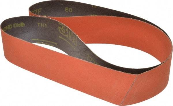 3M - 2-1/2" Wide x 60" OAL, 80 Grit, Ceramic Abrasive Belt - Ceramic, Medium, Coated, YF Weighted Cloth Backing, Wet/Dry, Series 777F - Eagle Tool & Supply